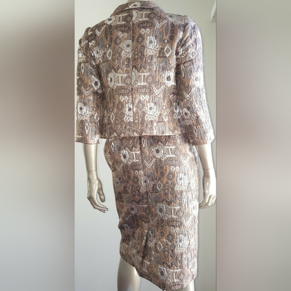 *$4,300 OSCAR DE LA RENTA STUNNING SILVER METALLIC RUNWAY SKIRT SUIT 0 4 S - Picture 10 of 15